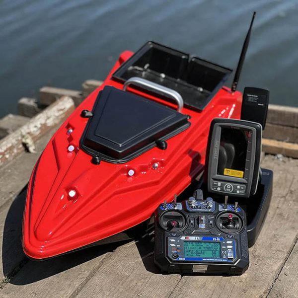 Прикормочный кораблик для рыбалки Тигр 2 с эхолотом Toslon 520 и GPS автопилотом фотография